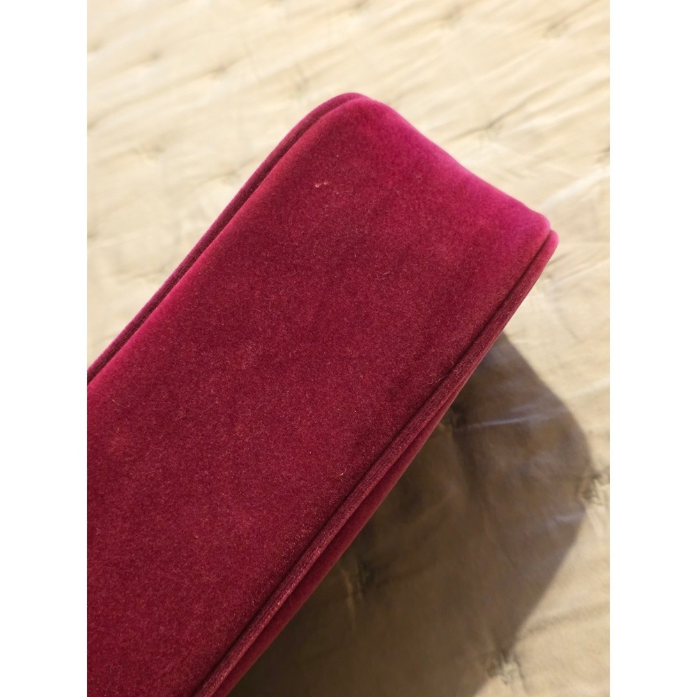 Authentic Gucci Velvet Beauty Bag Cosmetic Case Magenta Purple Gold 9.5x5.5" - Picture 8 of 12